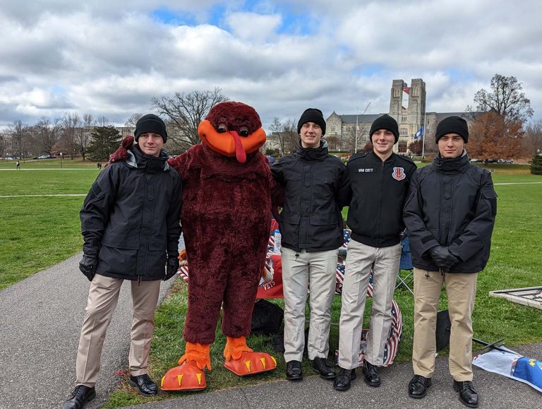 Hokie Bird with Virginia Tech Cadets