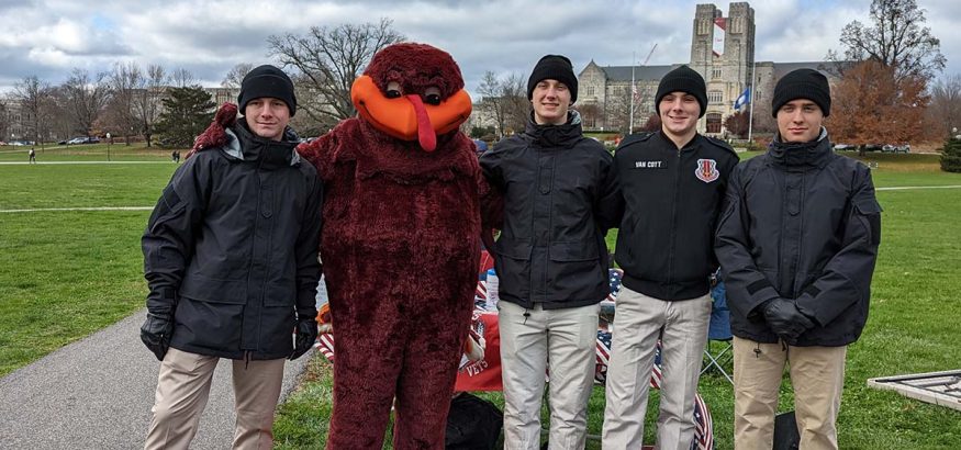 Hokie Bird with Virginia Tech Cadets